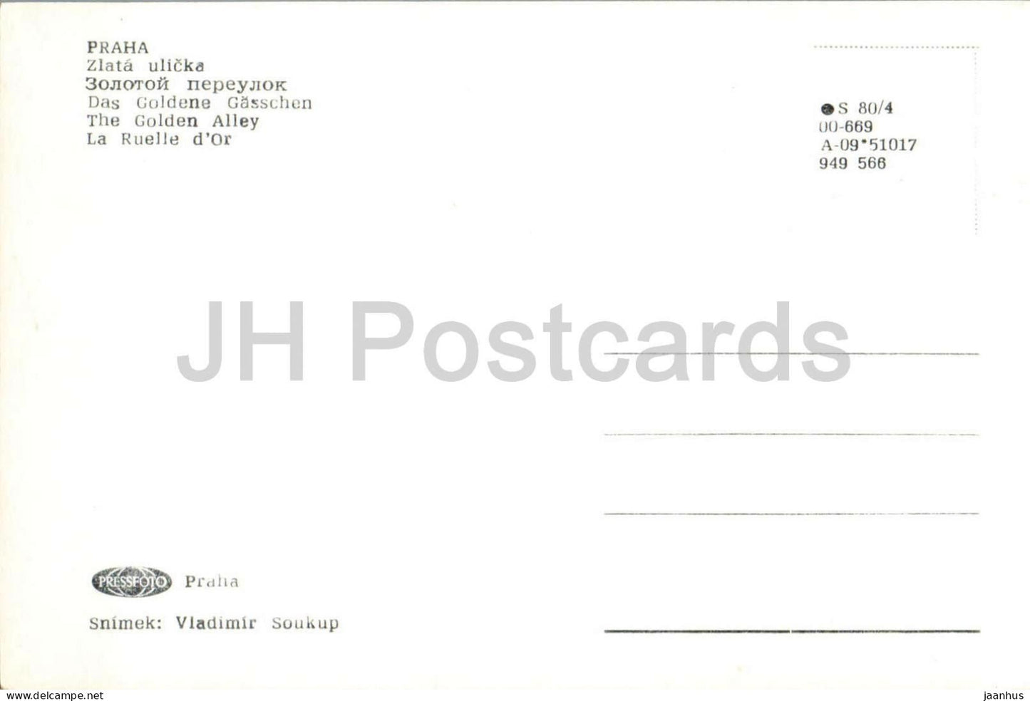 Prag - Prag - Zlata ulicka - Goldene Gasse - historische Straße - alte Postkarte - Tschechische Republik - Tschechoslowakei - unbenutzt