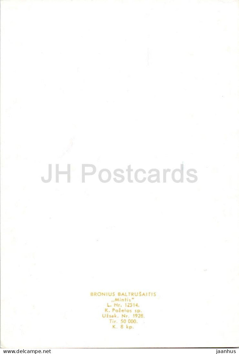 Carte de vœux - Daug Laimes - Beaucoup de bonheur - fleurs bleues - Lituanie URSS - neuve