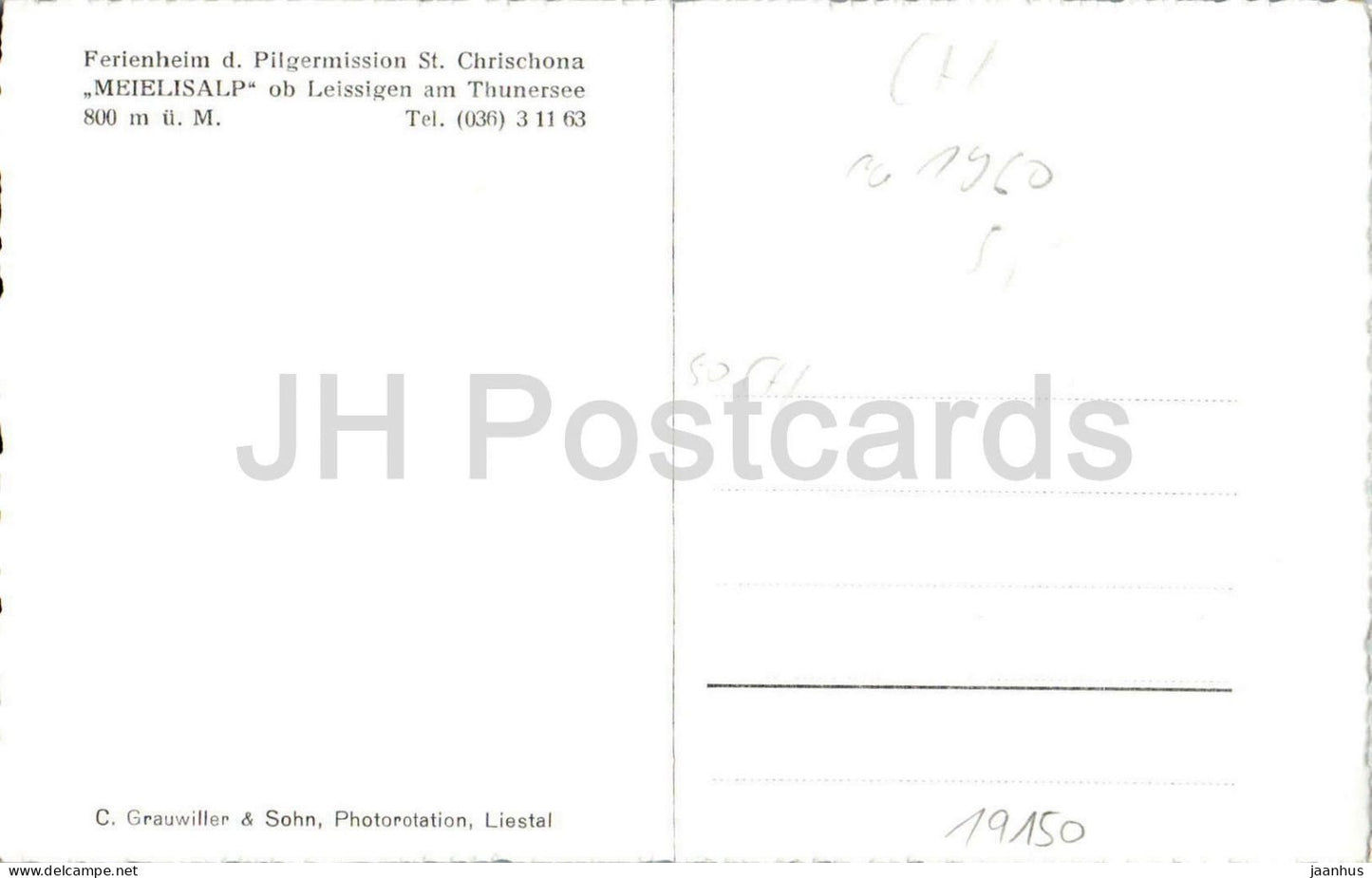 Ferienheim der Pilgermission St. Chrischona Meielisalp ob Leissigen am Thunersee - old postcard - Switzerland - unused