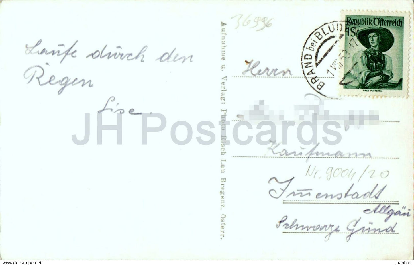 Brand 1047 m Hotel Hammerle - mountain village - Alps - mountains - 2219 - old postcard - 1953 - Austria - used