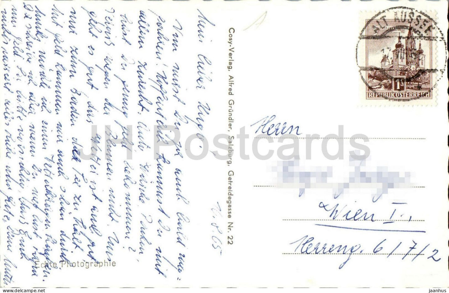 Alt Aussee mit Trisselwand 1755 m - church - alpine village - mountains - Alps -183 - 1965 - Austria - used