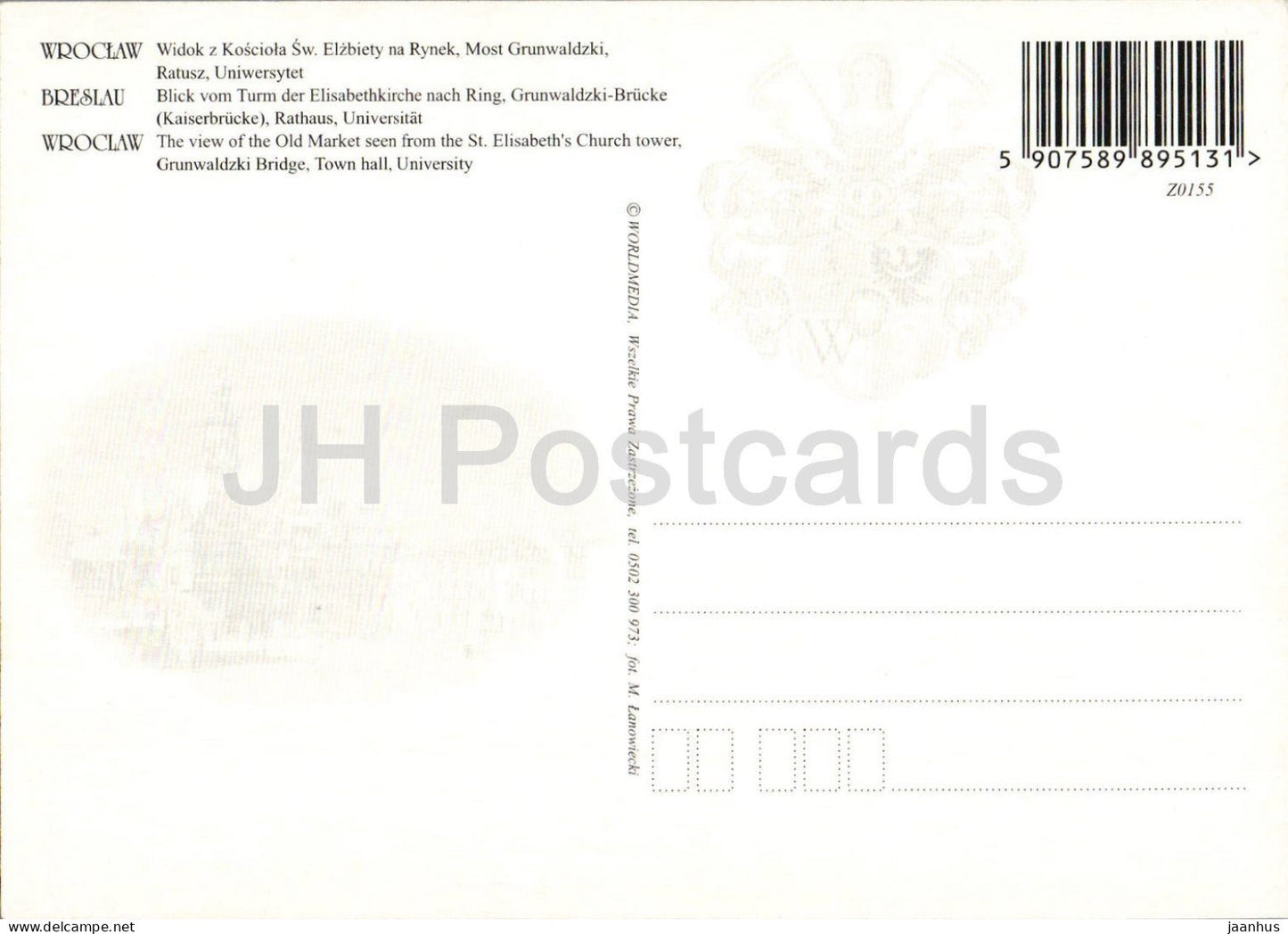 Wroclaw - Breslau - market square Grunwald Bridge town hall university - multiview - Poland - unused