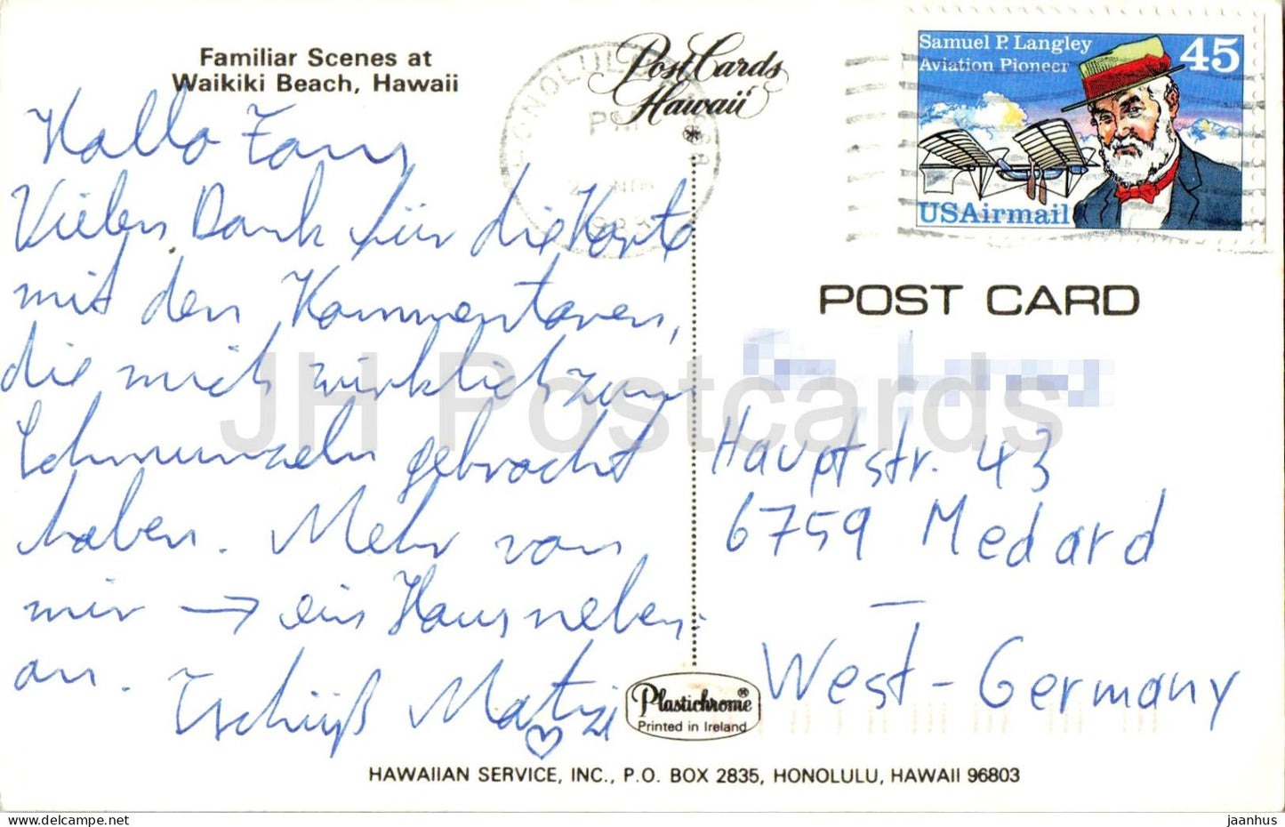 Grüße vom Waikiki Beach - Hotel - Palmen - Meerblick - Mehrfachansicht - 1988 - USA - gebraucht