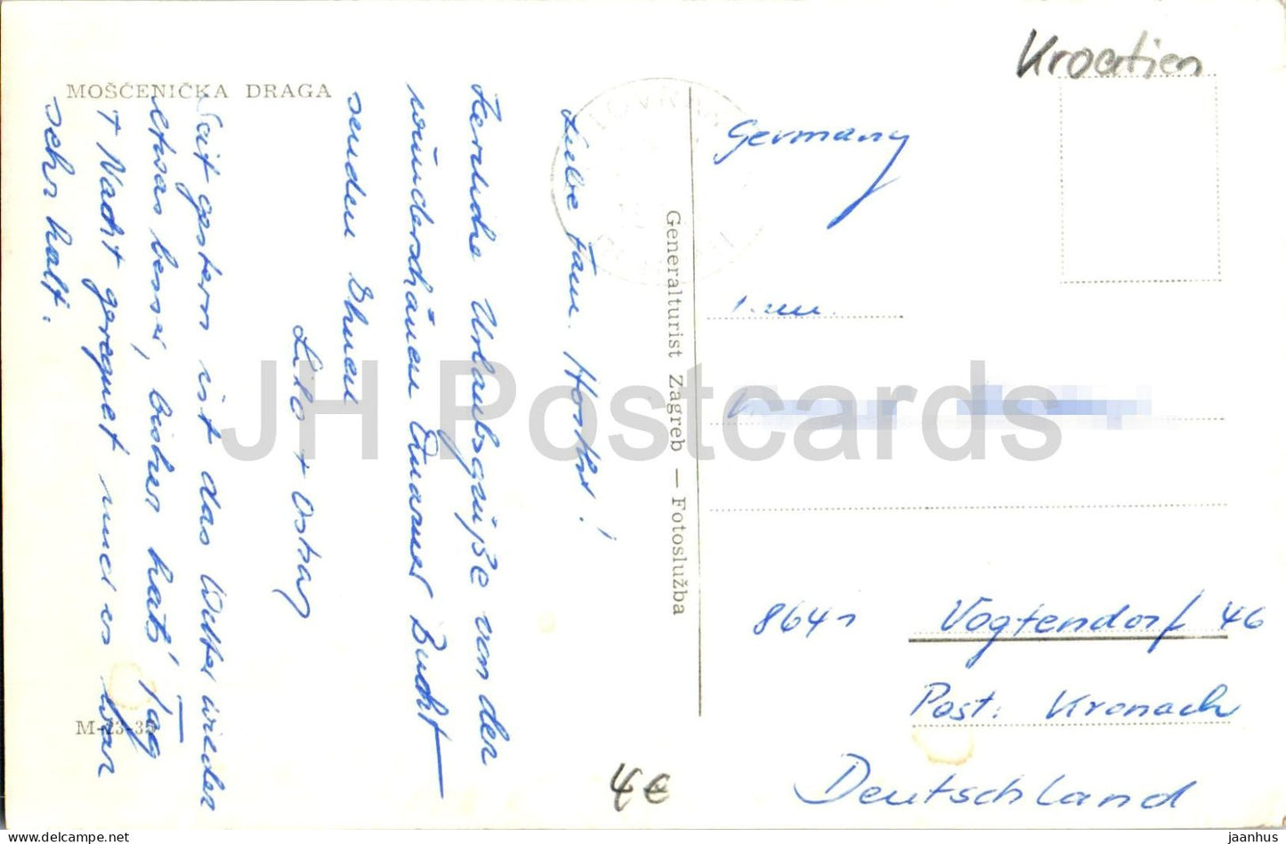 Moscenicka Draga - Küstenstadt - Hafen - Strand - Boote - Mehrfachansicht - alte Postkarte - Kroatien Jugoslawien - gebraucht
