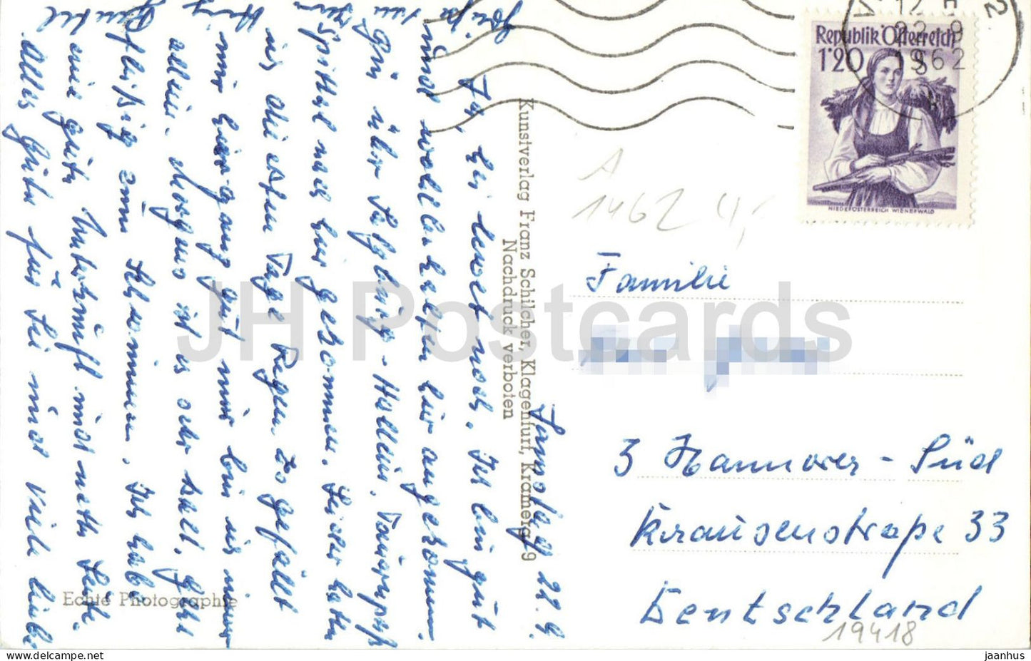 Villach - Draupartie mit Kreuzkirche - Alps - mountains - 4126 - 1962 - Austria - used