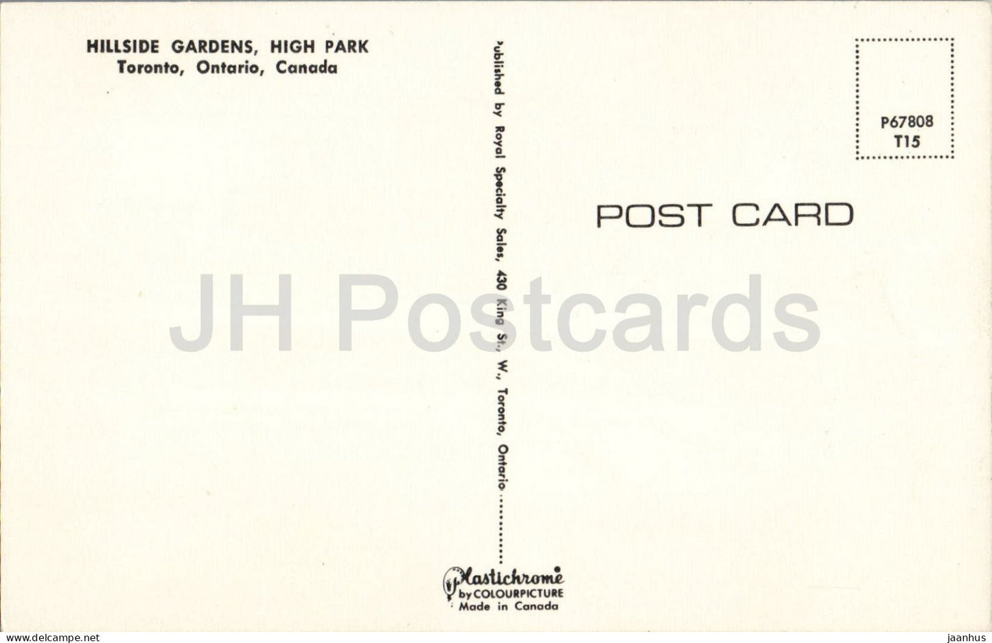 Toronto - Hillside Gardens High Park - flower garden - T15 P67808 - botanical - 1970s - Canada - unused