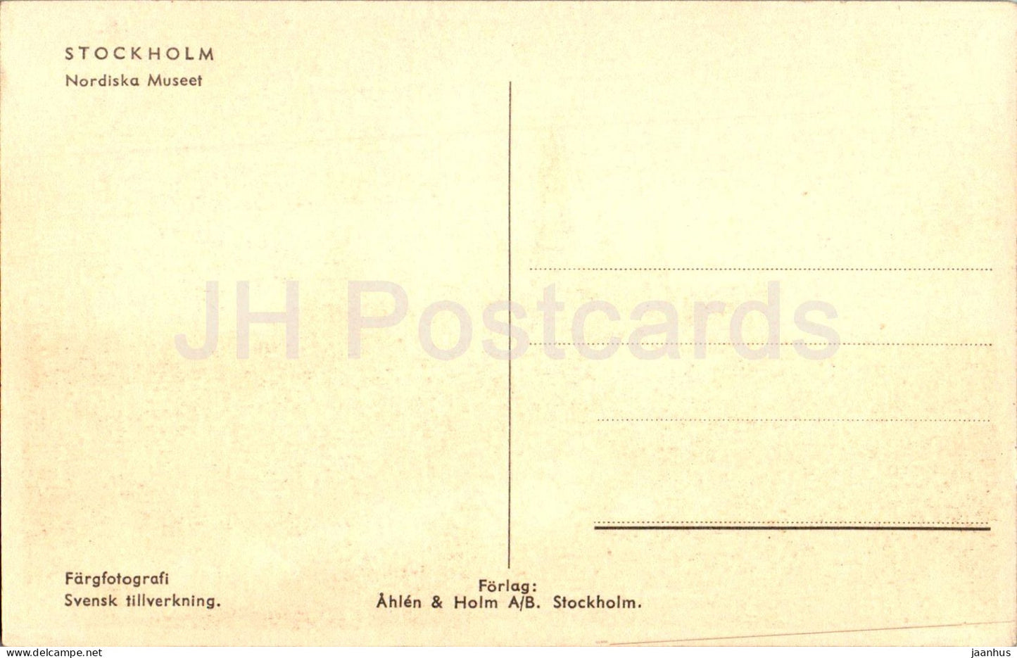 Stockholm - Nordiska Museet - musée - carte postale ancienne - Suède - inutilisée