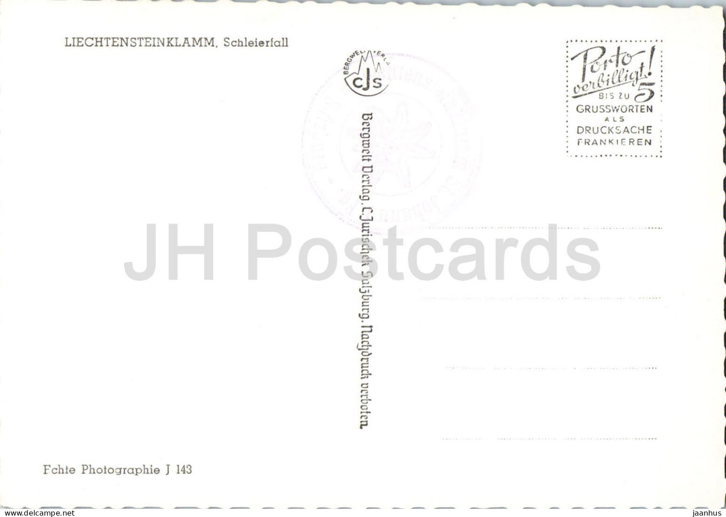 Liechtensteinklamm - Schleierfall - Klamm - Wasserfall - Fluss - Natur - 143 - alte Postkarte - Österreich - unbenutzt
