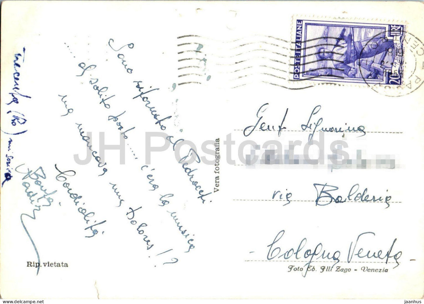 Padova - Caffe Pedrocchi - Cafe - night view - street - old postcard - 1953 - Italy - used