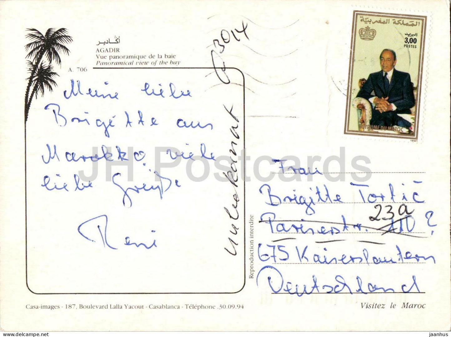 Agadir - Panoramablick auf die Bucht - Strand - A. 706 - 1980er - Marokko - gebraucht