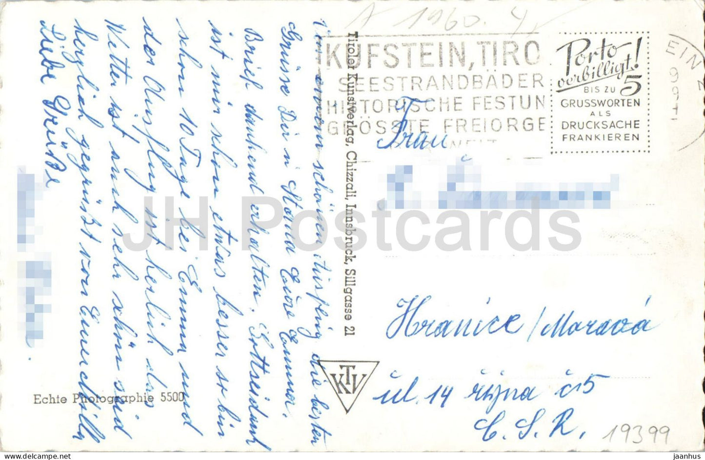 Rund um den Kaiser - Kufstein - Walchsee - Kitzbuhel - Alps - mountains - 5500 - old postcard - 1959 - Austria - used