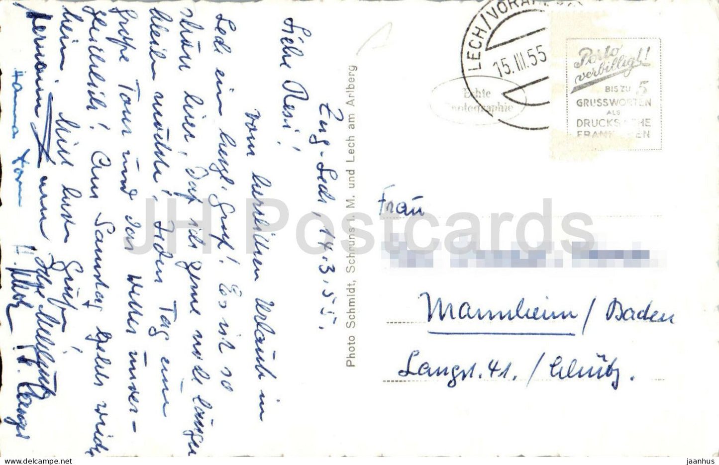 Zursersee - Arlberg - Berge - Alpen - alte Postkarte - 1955 - Österreich - gebraucht