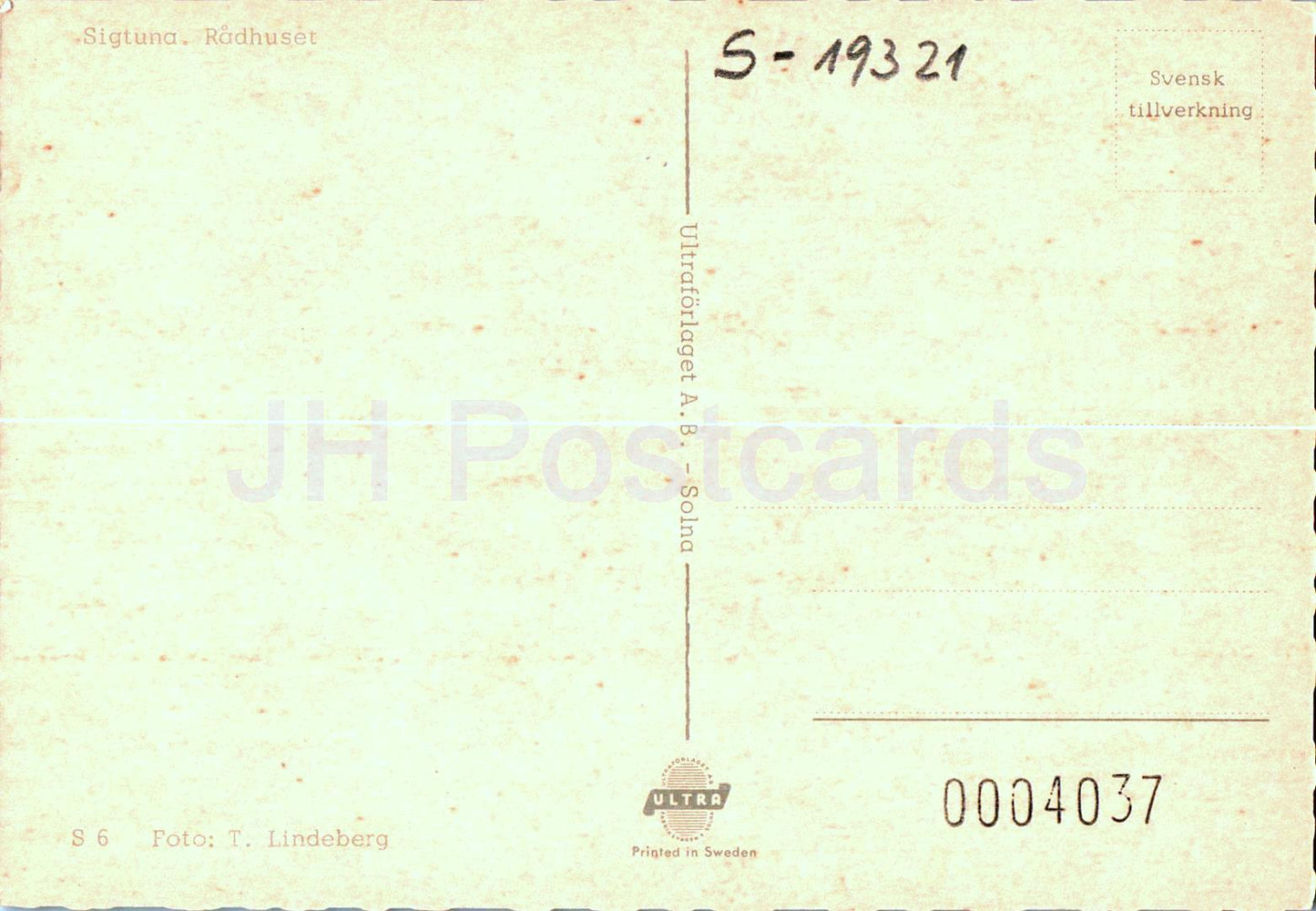 Sigtuna - Radhuset - town hall - S 6 - Sweden - used