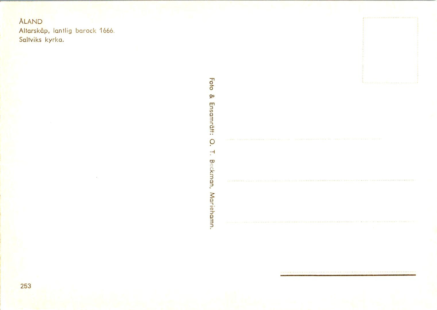 Altarskap - Saltviks kyrka - Saltvik - Aland - altarpiece - church - 253 - Finland - unused