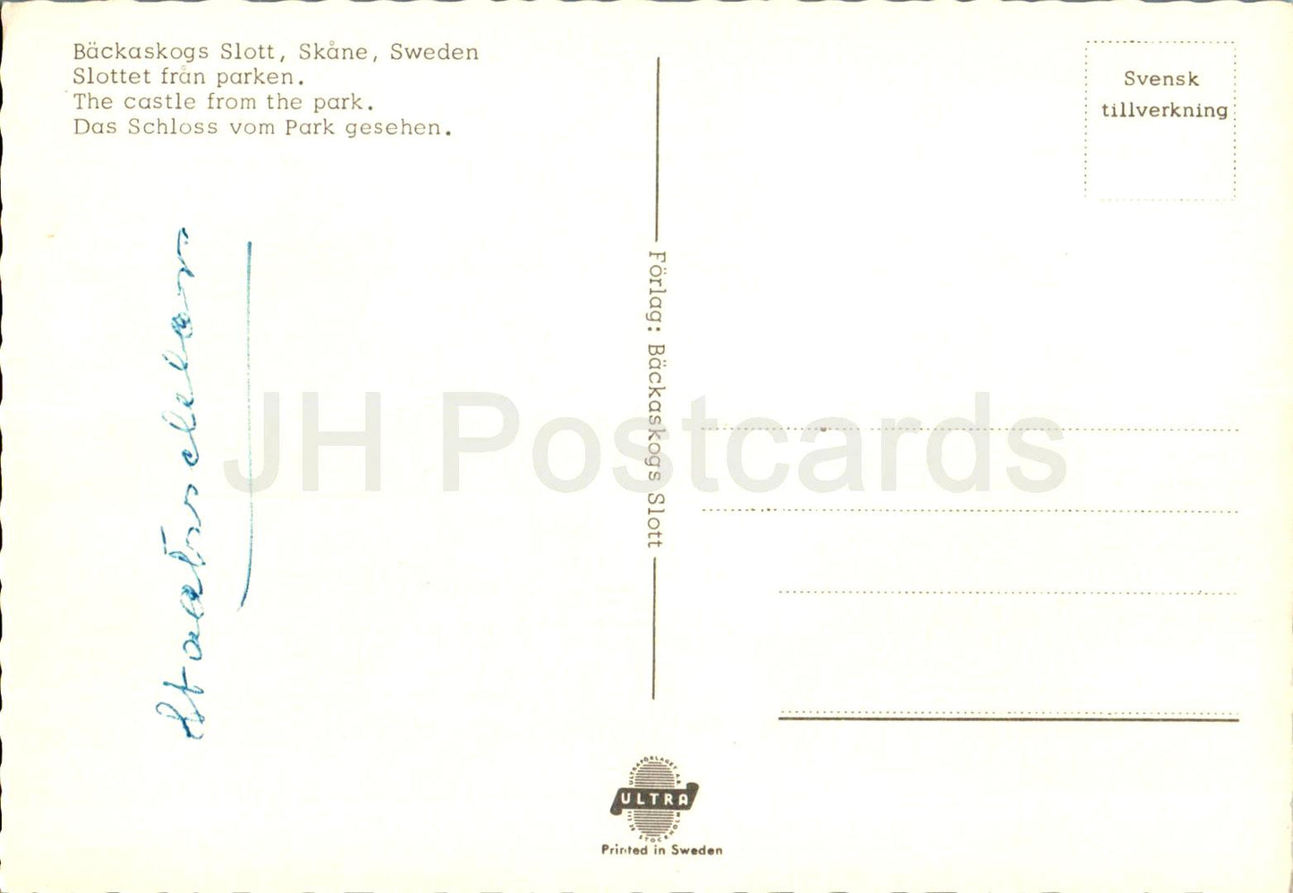 Backaskogs Slott - Backaskog - Skane - Slottet fran parken - château du parc - Suède - utilisé