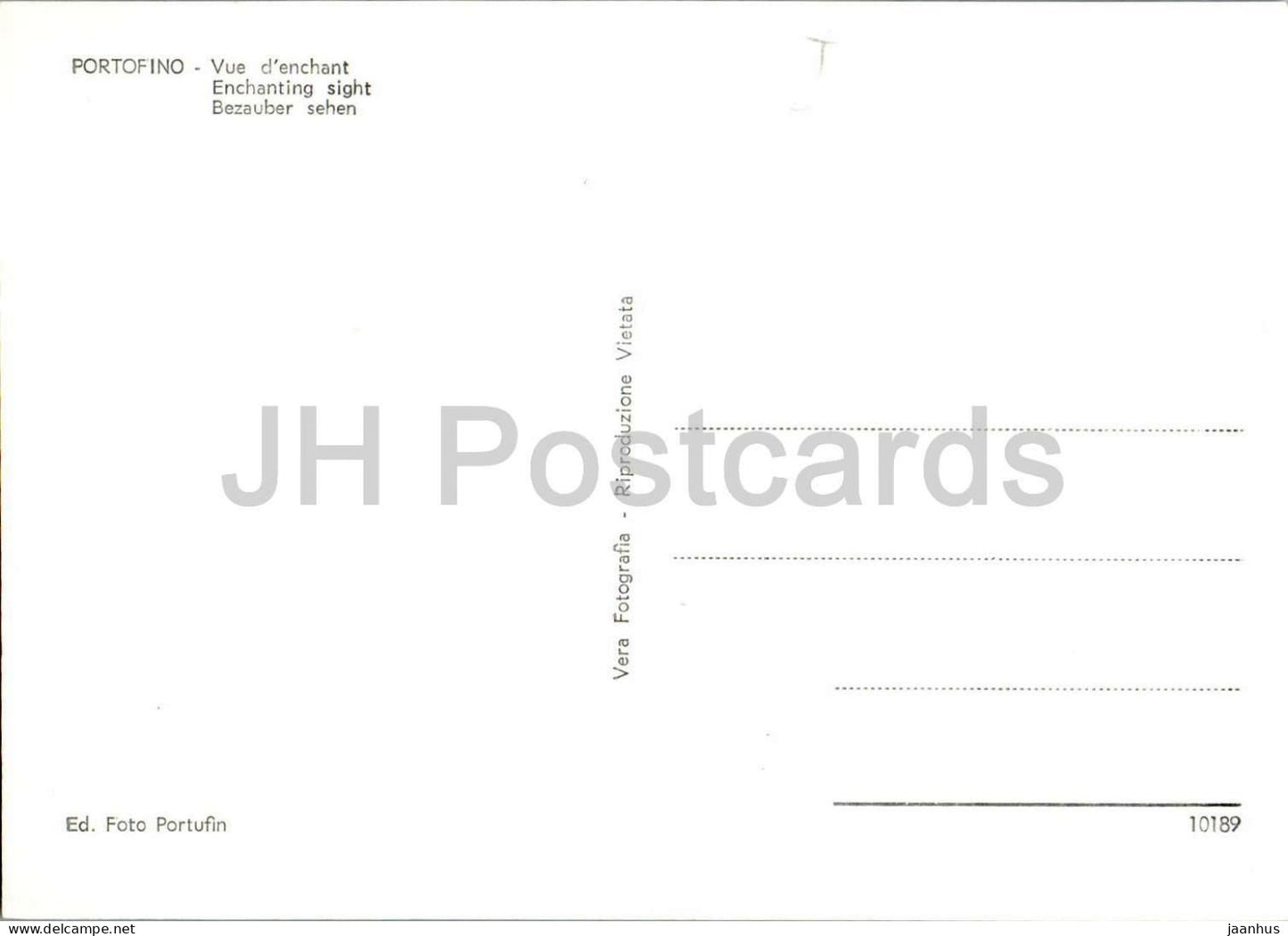 Portofino - Incantevole Visione - Enchanting view - harbor - yacht sailing boat - 10189 - old postcard - Italy - unused