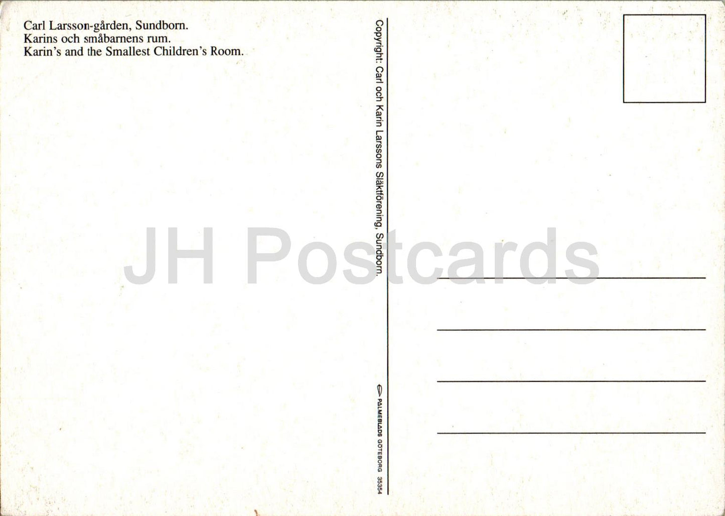 Sundborn - Carl Larsson Garden - Karins and the Smallest Childrens Room - Sweden - unused