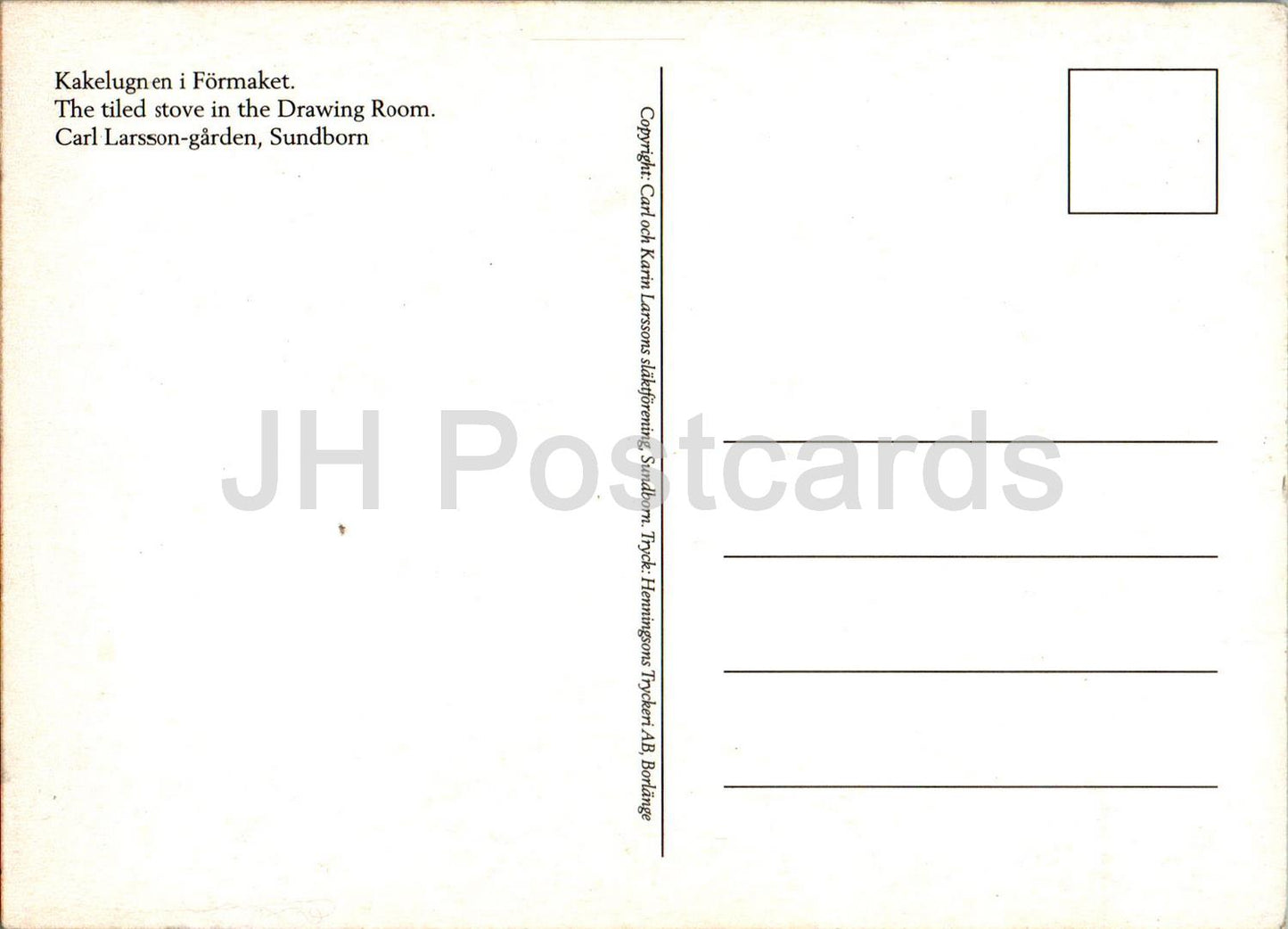 Sundborn - Carl Larsson Garden - Kakelugn i Formaket - The tiled stove in the Drawing Room - Sweden - unused