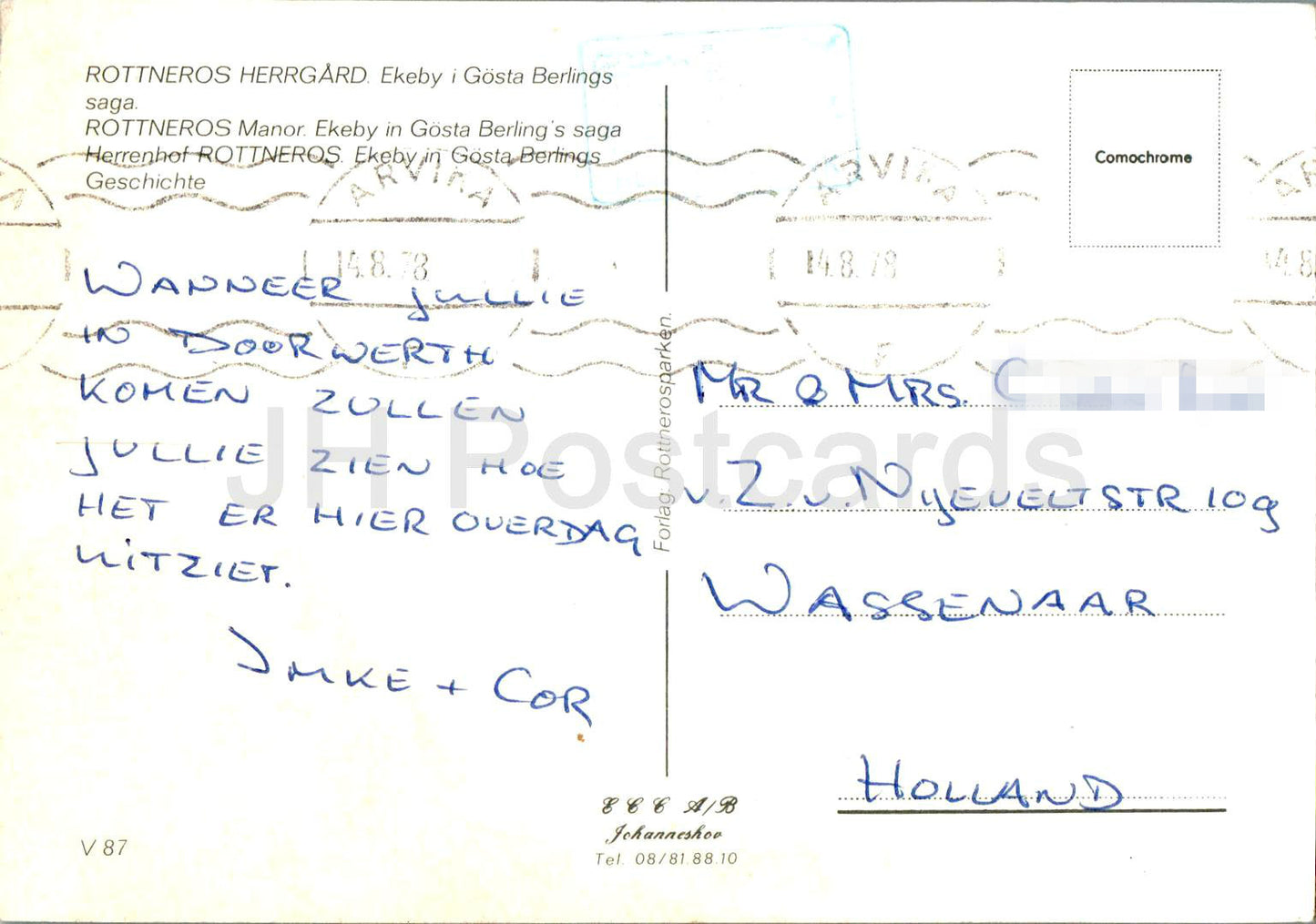 Rottneros Herrgard - Saga Ekeby i Gosta Berlings - 87 - 1978 - Suède - d'occasion