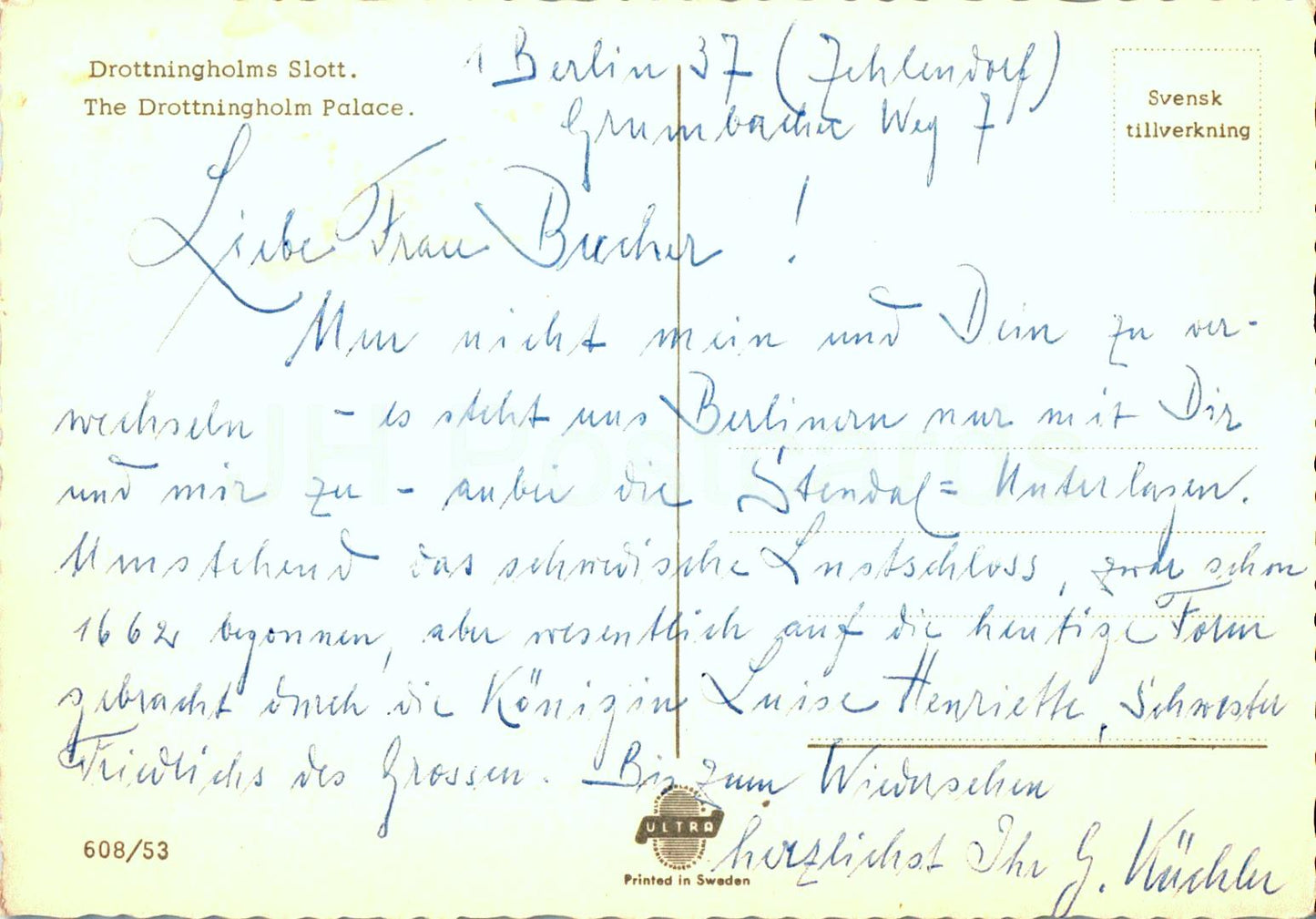 Drottningholm Slott - château - 608/53 - Suède - utilisé