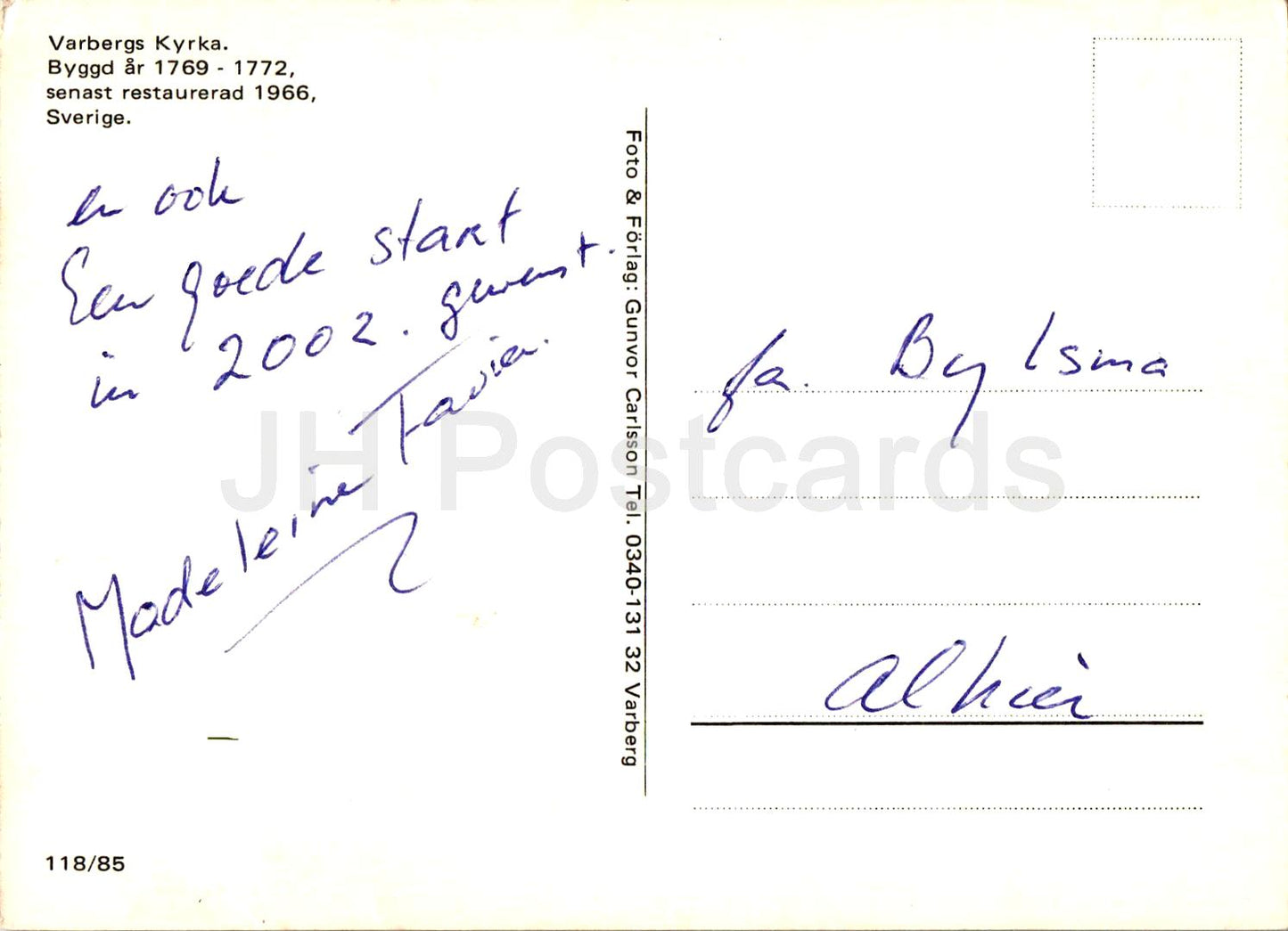 Varbergs Kyrka - Varberg God Jul och Gott Nytt Ar - Joyeux Noël et bonne année - église - 118/85 - Suède - utilisé