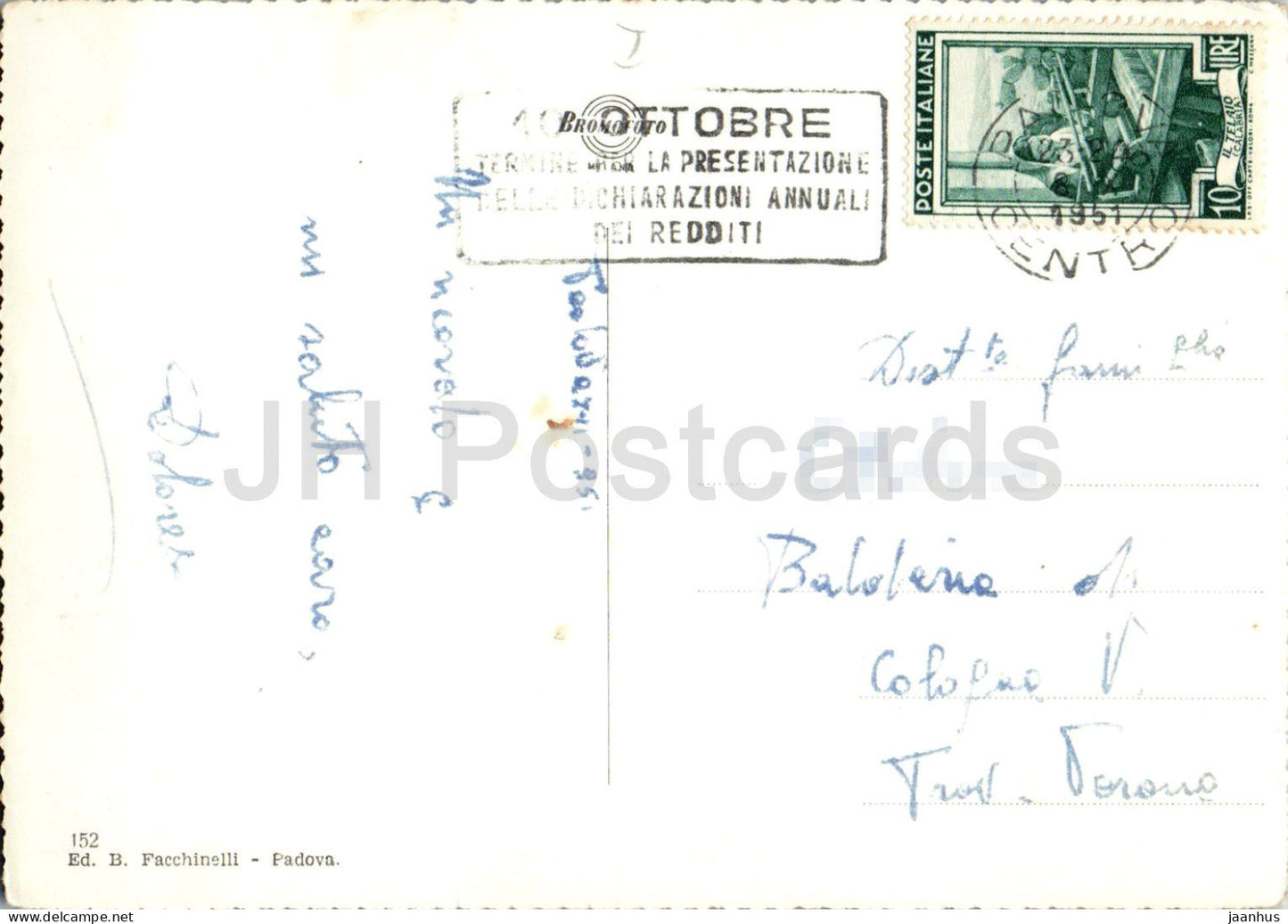 Padova - Loggia Amulea notturno - Nachtansicht - 152 - alte Postkarte - 1951 - Italien - gebraucht