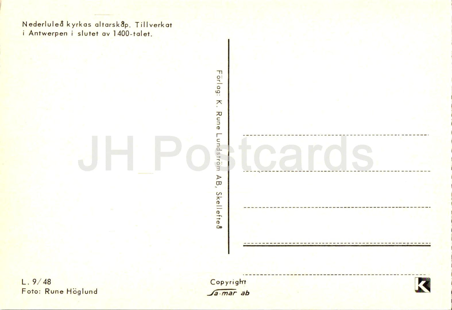 Nederlulea kyrkastelskap - Retable de l'église de Nederlulea - église - 9/48 - Suède - inutilisé