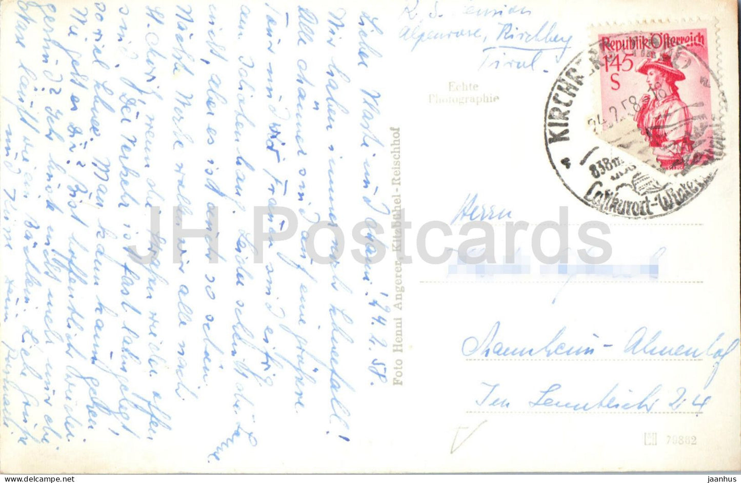 Kitzbuhel - Tirol - Hahnenkammgipfel - Restaurant - carte postale ancienne - 1958 - Autriche - utilisé