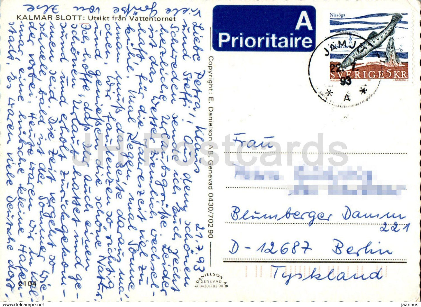 Kalmar Slott - Utsikt fran Vattentornet - château - 2104 - 1993 - Suède - d'occasion