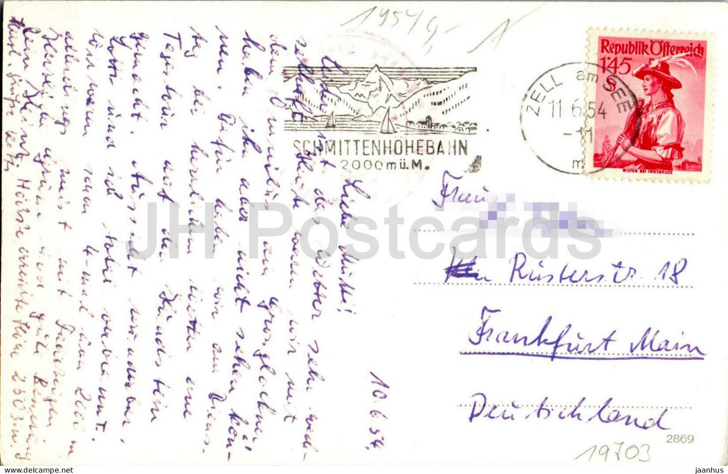 Stazerhaus am Hohen Hundstein 2116 m - Alpen - Berge - alte Postkarte - 1954 - Österreich - gebraucht