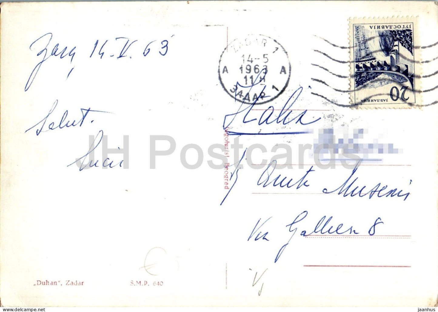 Zadar - Stadtansichten - Kirche St. Donatus - Hafen - Marina - Strand - 640 - alte Postkarte - 1963 - Kroatien Jugoslawien - gebraucht