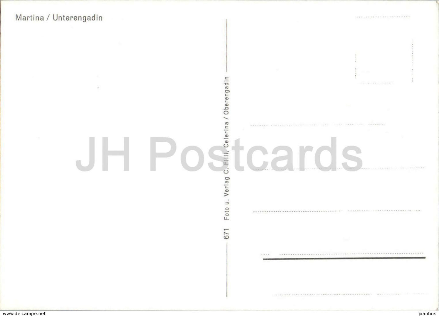 Martina - Unterengadin - alpine valley - river - village - mountains - 671 - old postcard - Switzerland - unused