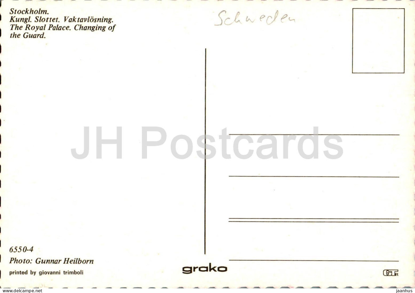 Stockholm - Kungl Slottet - Vaktavlosning - Le Palais Royal - Changig de la Garde - cheval - 6550-4 - Suède - utilisé