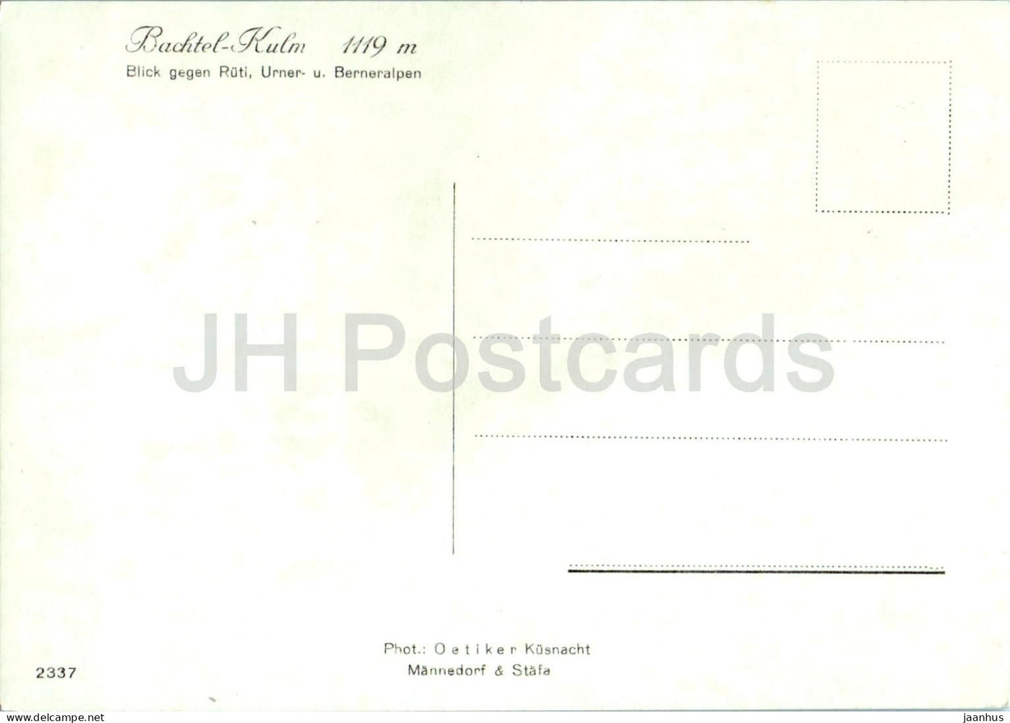 Bachtel Kulm 1119 m - Blick gegen Ruti Urner u. Berneralpen - panorama - 2337 - old postcard - Switzerland - unused