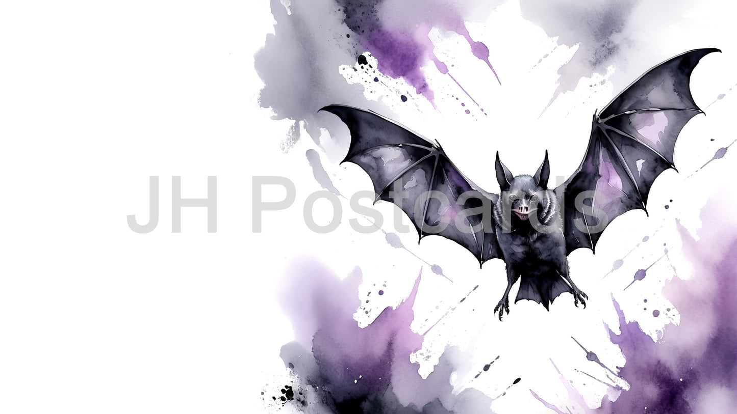Image AI - Batty Halloween : Une aquarelle effrayante d'une chauve-souris vampire volant dans la nuit. Halloween. Dessin. Art. Illustration. Espace de copie. 2