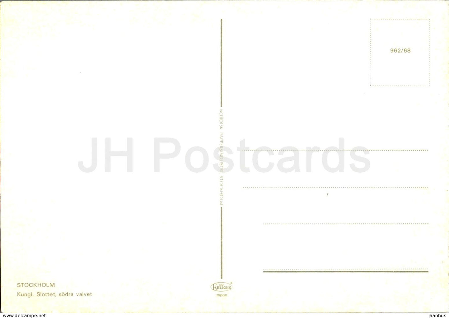 Stockholm - Kungl Slottet - sodra valvet - Le Palais Royal - 962/68 - Suède - inutilisé