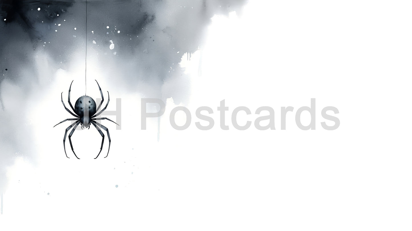 AI-Bild - Halloween-Horror: Ein furchterregendes Aquarellbild einer Spinne in einem Netz. Halloween. Zeichnung. Kunst. Illustration. Platz zum Kopieren. 2