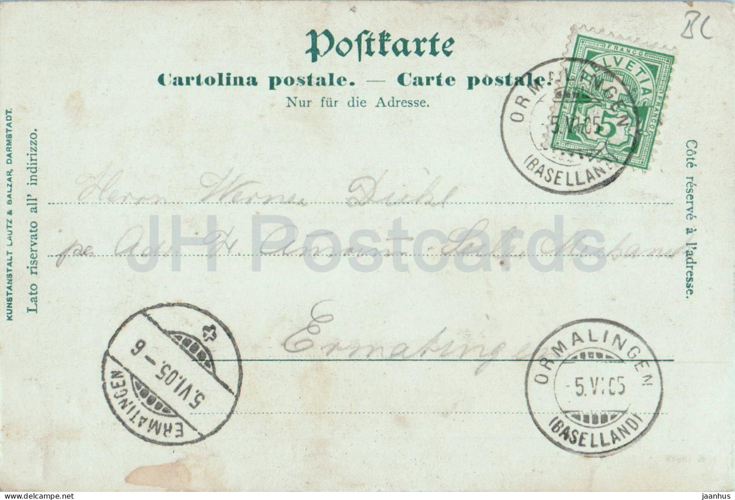 Gruss vd Farnsburg - Restaurant & Sennhaus Farnsburg - 18818 - Carte postale ancienne - 1905 - Suisse - utilisée