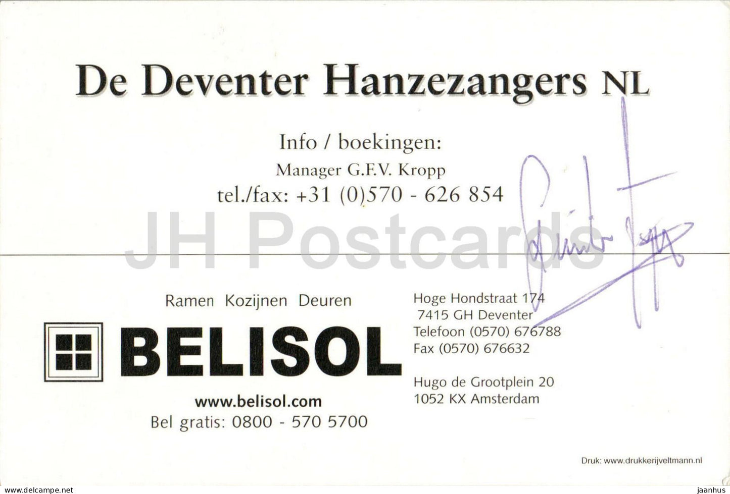De Deventer Hanz ezangers - male choir group portrait - accordion - drum - Netherlands - unused