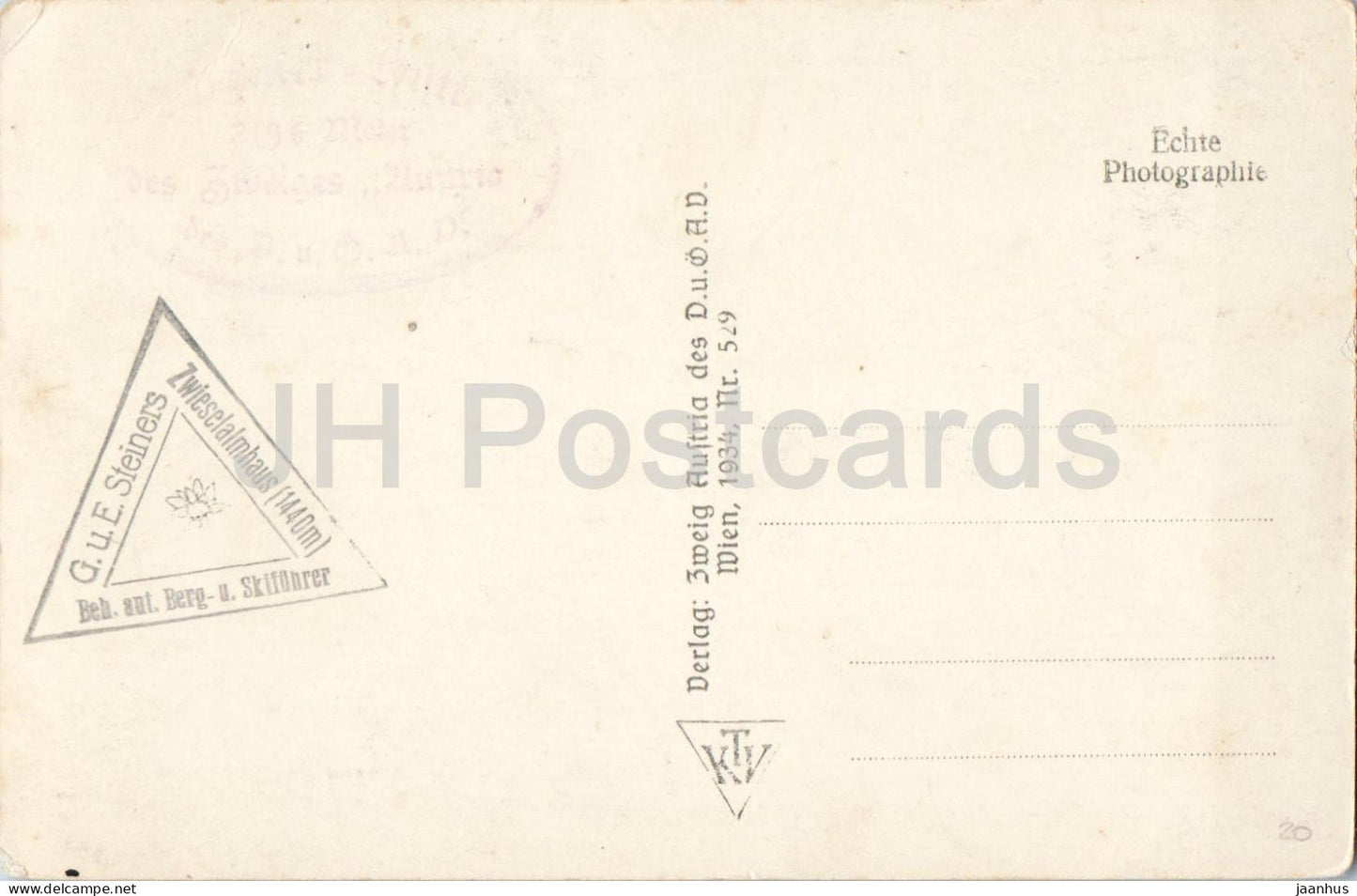 Adamekhutte 2196 m gegen Bischofsmutze 2456 m mit Gosaukamm - No. 3154 - old postcard - 1934 - Austria - unused