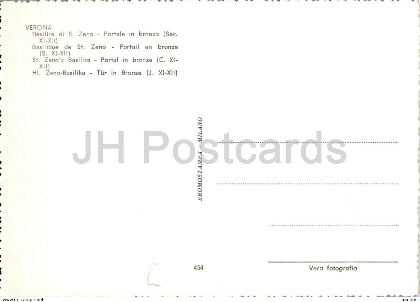 Verona - Basilica di S. Zeno - Portale in bronzo - Bronze portal - 454 - old postcard - Italy - unused