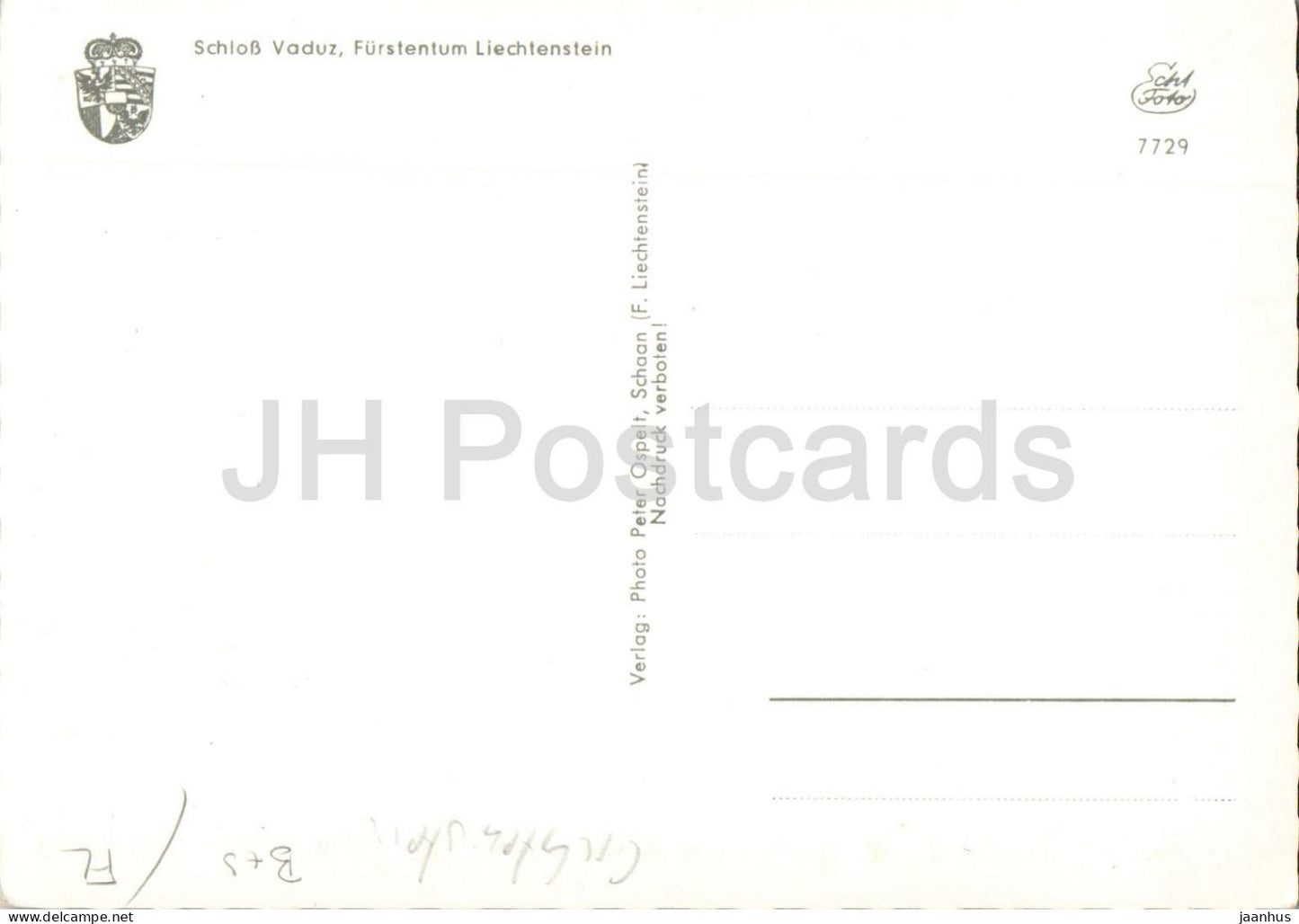 Schloss Vaduz - Furstentum Liechtenstein - castle - mountains - panorama - 7729 - old postcard - Liechtenstein - unused