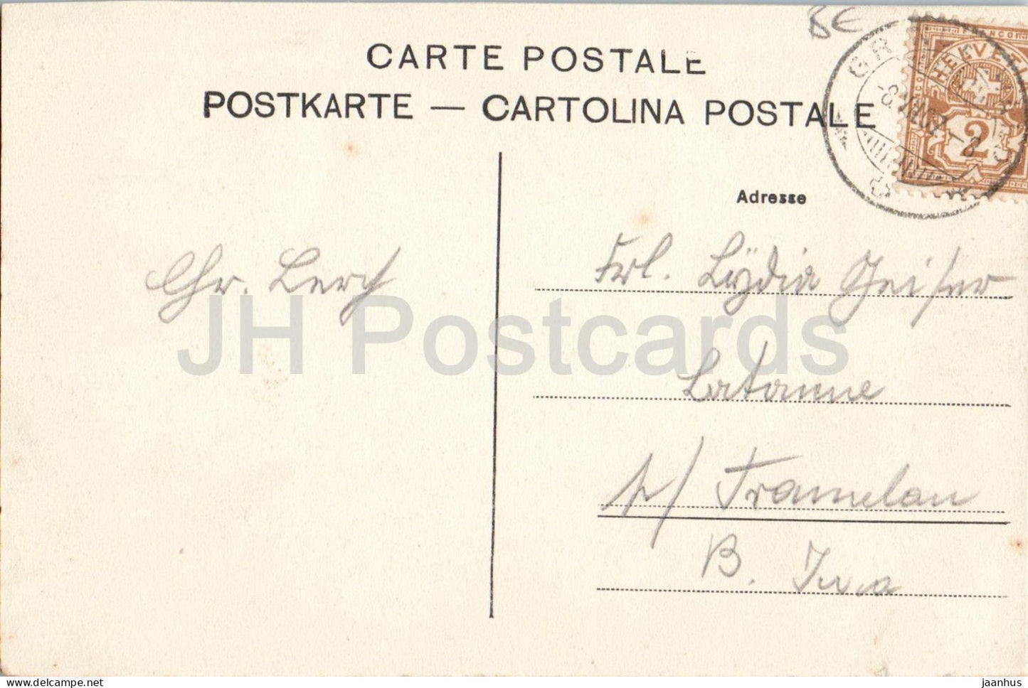 Grindelwald - Kirche und Wetterhorn - village church - mountains - 8635 - old postcard - 1908 - Switzerland - used