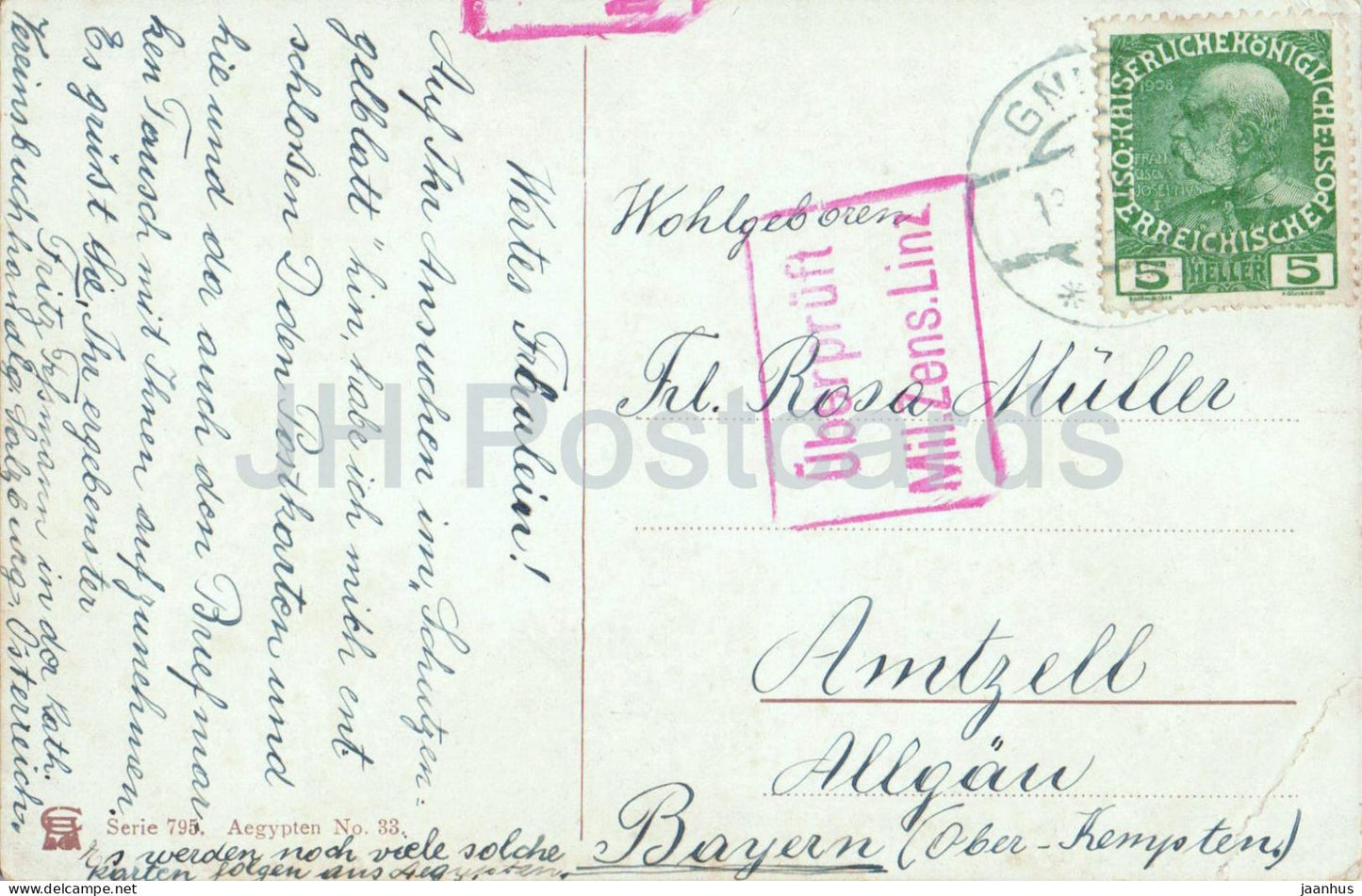 Samum beim grossen Sphinx - Sand storm near the Great Sphinx - camel animals Censored old postcard - 1915 - Egypt - used