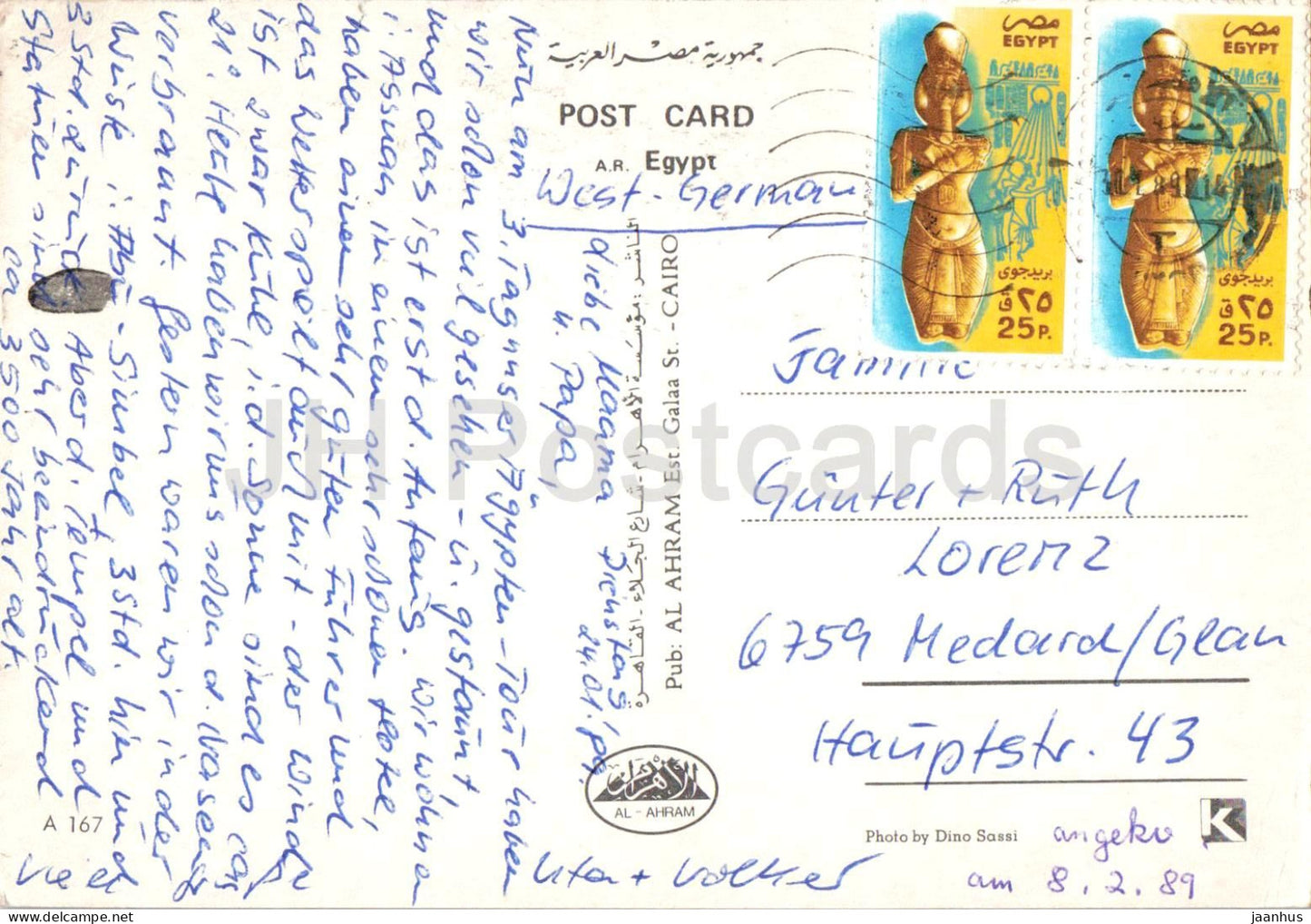 Assuan – Abu Simbel – Ägypten Ansichten – Nil – Boot – Tempelstatue – Antike Multiview – A 167 – 1989 – Ägypten – gebraucht
