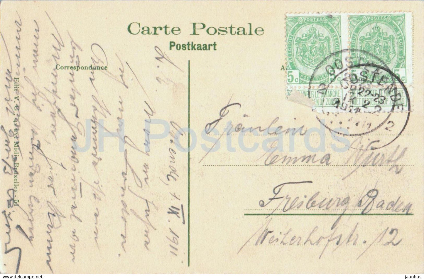 Ostende - Ostende - Vue générale du Kursaal - Vue générale - carte postale ancienne - 1911 - Belgique - utilisé