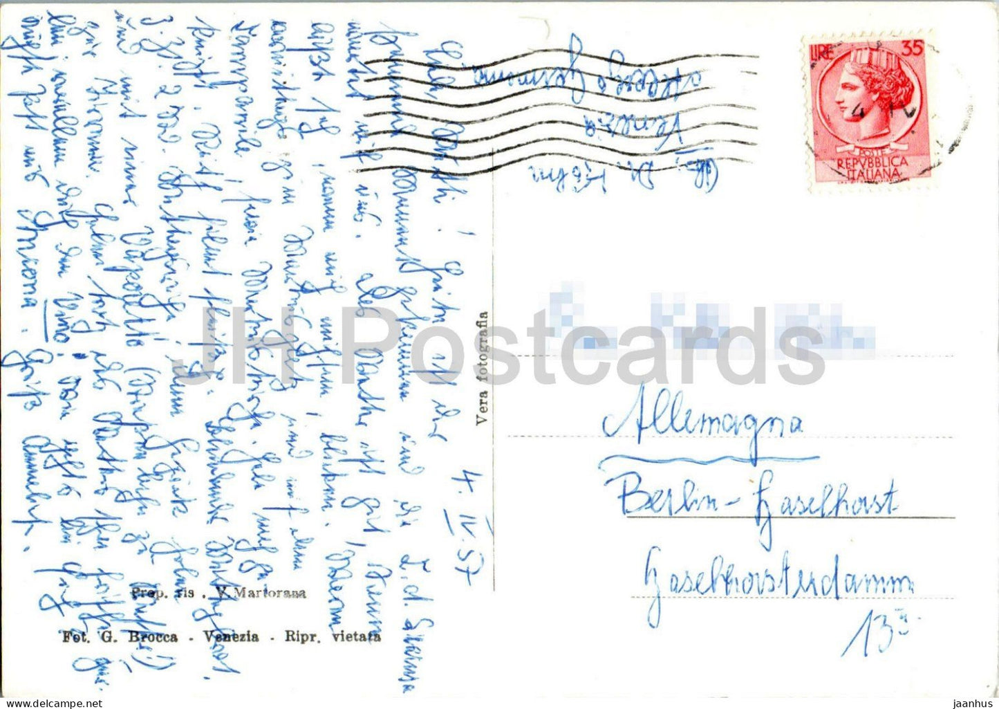 Venezia - Ponte di Rialto - Venice - Rialto Bridge - gondola - Grand Canal - 5 - old postcard - 1957 - Italy - used