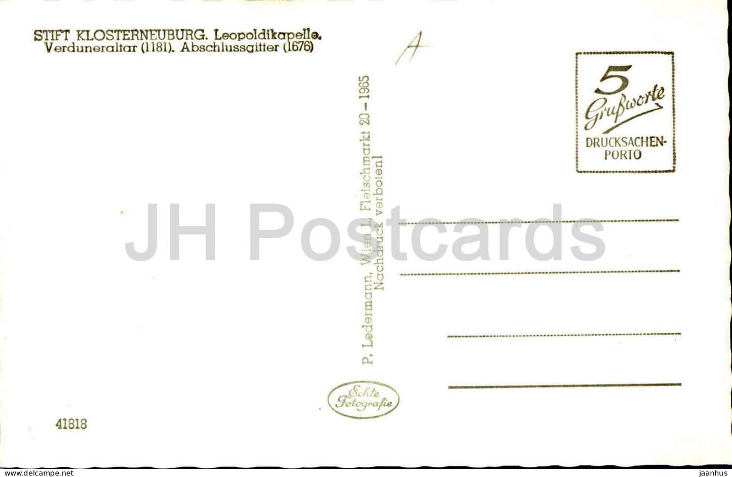 Stift Klosterneuburg Leopoldikapelle Verduneraltar Abschlussgitter - Kapelle - 41818 - alte Postkarte - Österreich - unbenutzt