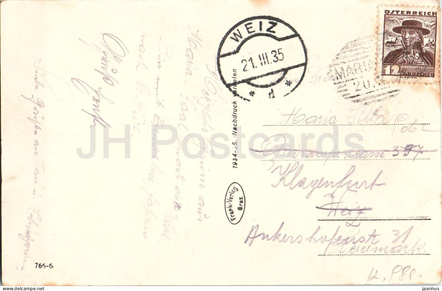 Maria Saal - Karnten - Gesamtansicht mit Kirche - general view with church - 765 - old postcard - 1935 - Austria - used