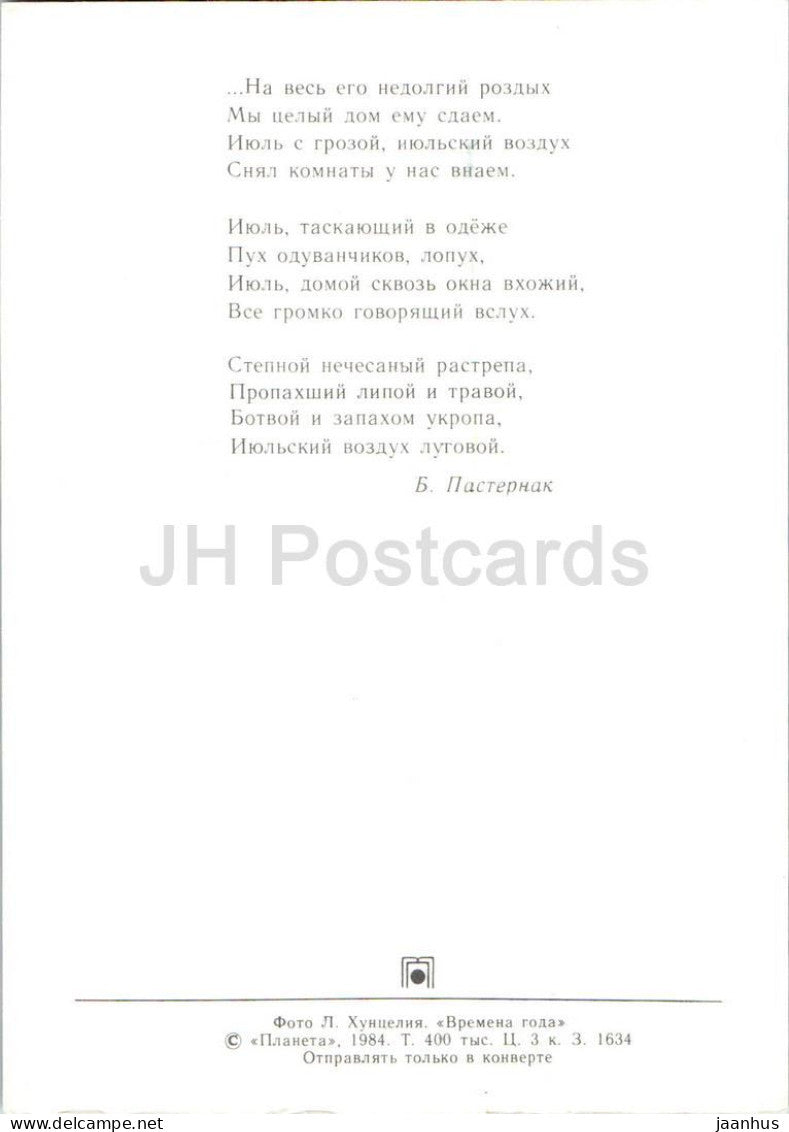 Seasons - Summer - white meadow flowers - 1984 - Russia USSR - unused